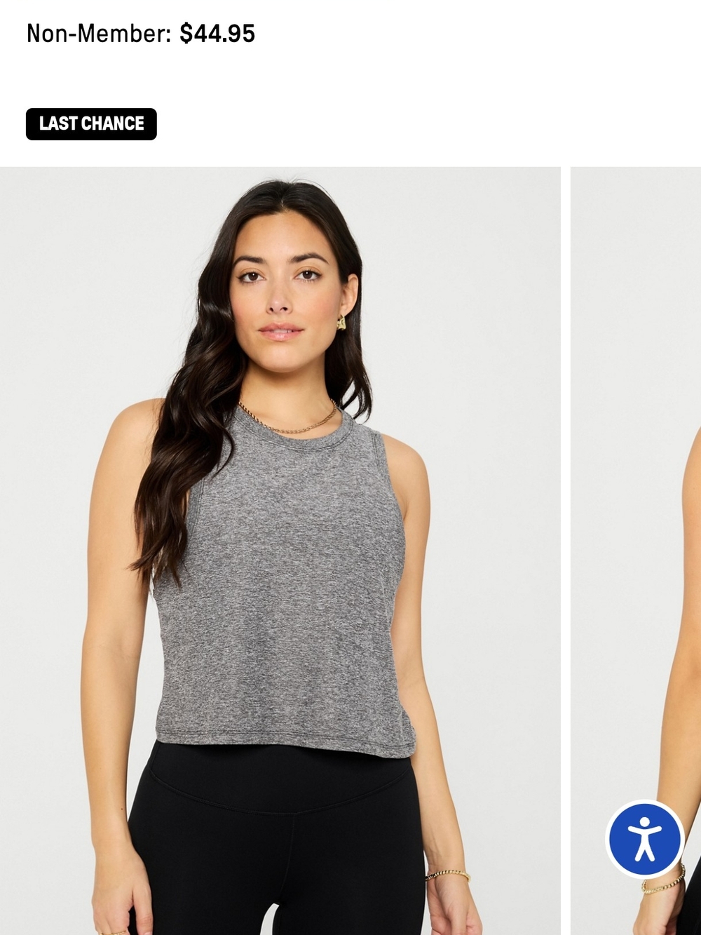 Fabletics Gray Heather Cropped Muscle Tank